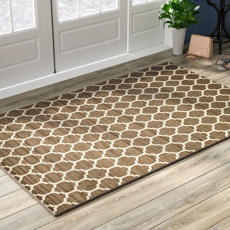 Tapis brun clair à motif géométrique Molly, Rectangle 9 pi x 12 pi