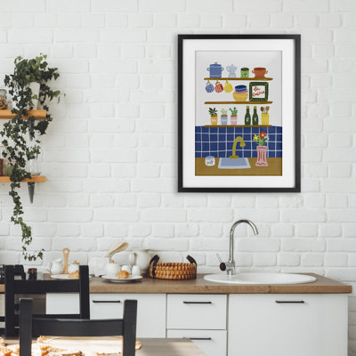 Italian Kitchen Spice Rack Framed Print Under Glass, design by Amanda Houston