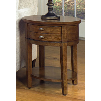 Solid Wood Top End Table with Storage