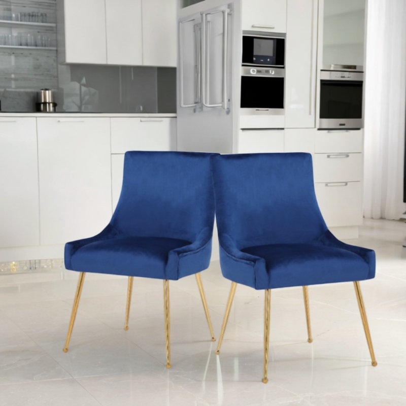 Chaise en velours Sheny, Velours bleu