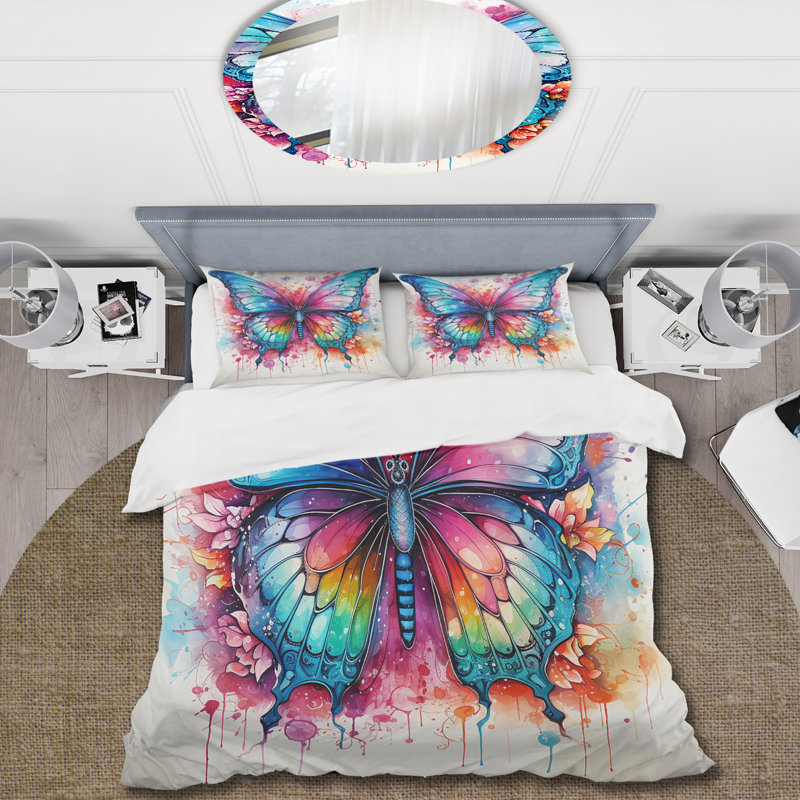 Ensemble de housse de couette Colorful Butterfly 1 - Insectes & Bugs, Housse de couette pour très grand lit et 2 très 