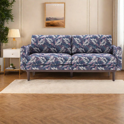 Spacious Modern Loveseat Sofa, Blue Polyester Upholstery For Living Room