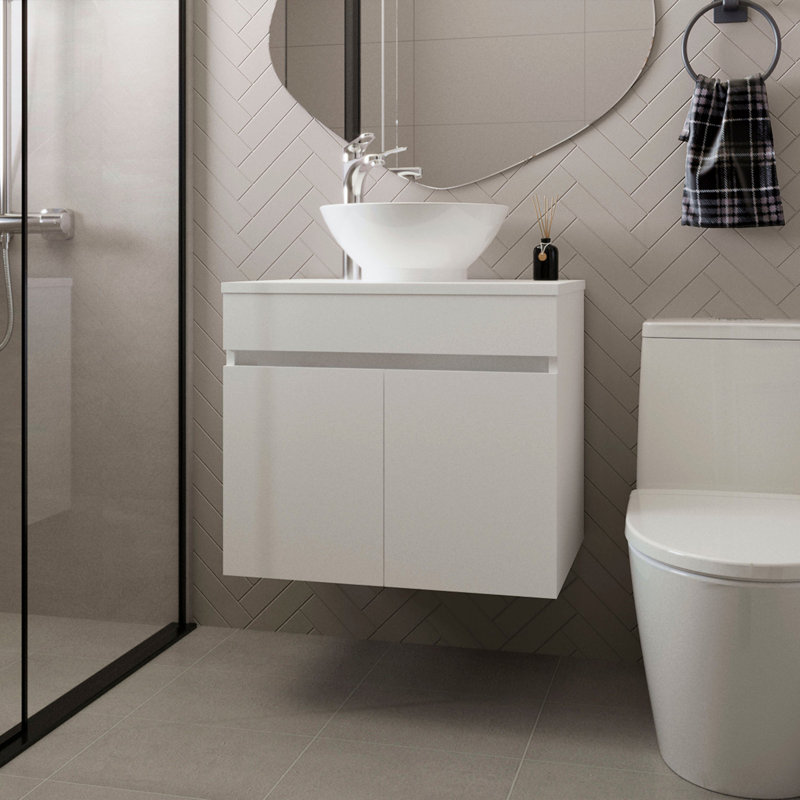 Meuble-lavabo blanc avec 2 portes, Blanc