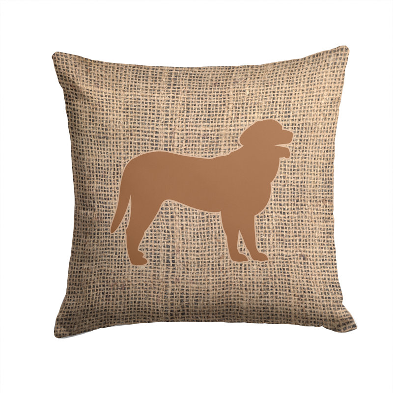 Coussin décoratif intérieur/extérieur en toile jute revêtu, H 14 po x l 14 po x P 4 po, Brun