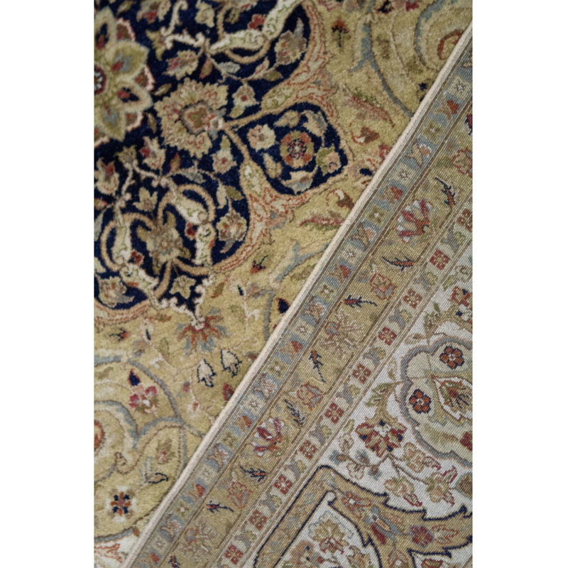 Wool Oriental Area Rug in Brown/Ivory/Navy