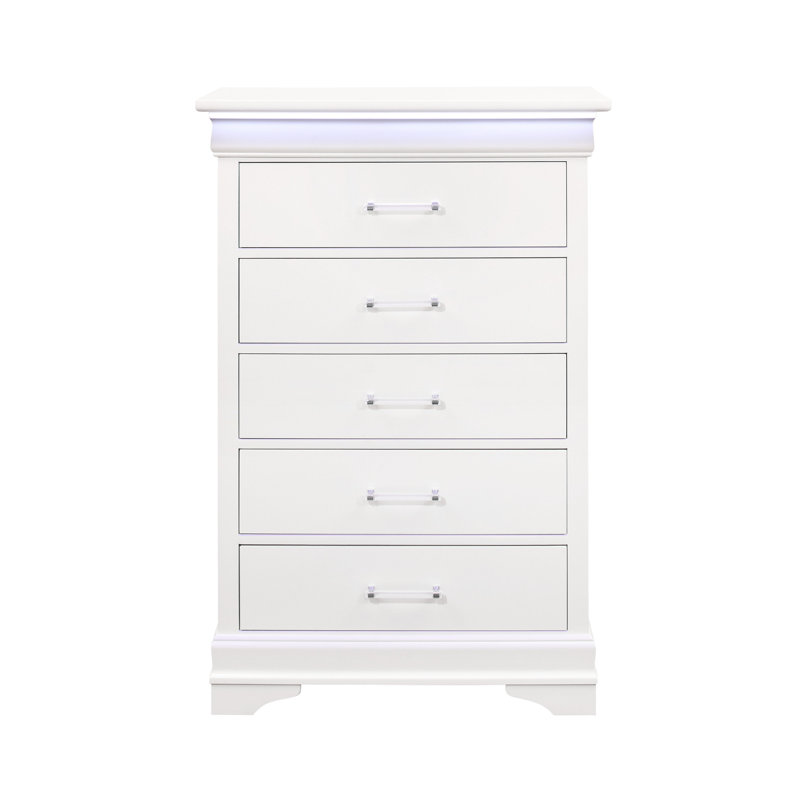 Commode 5 tiroirs Creshawn, Blanc