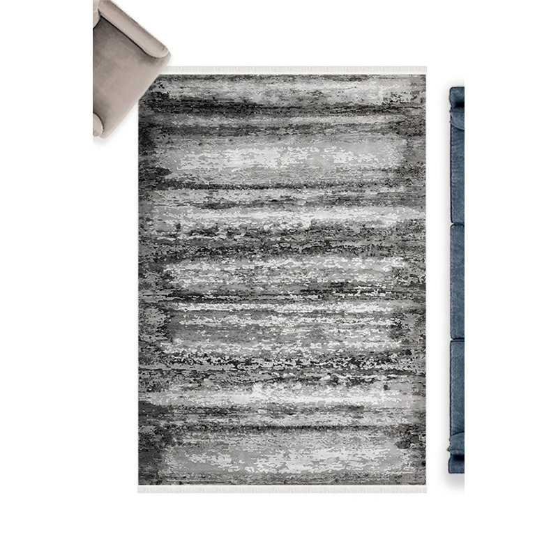 Tapis gris et blanc Stoneham, Rectangle 5 pi 10 po x 9 pi 2 po