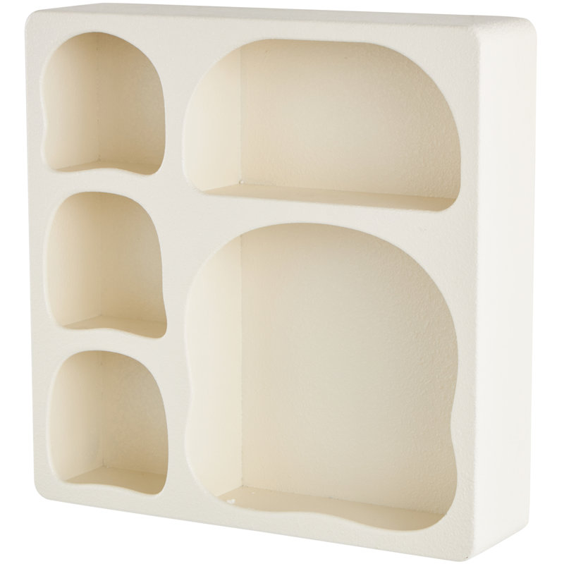 Tablette murale géométrique en bois à 5 tablettes, Crème