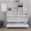 Lit mural peu encombrant avec armoire suspendue, tablettes ouvertes, éclairage intégré et port de charge USB-1476360063