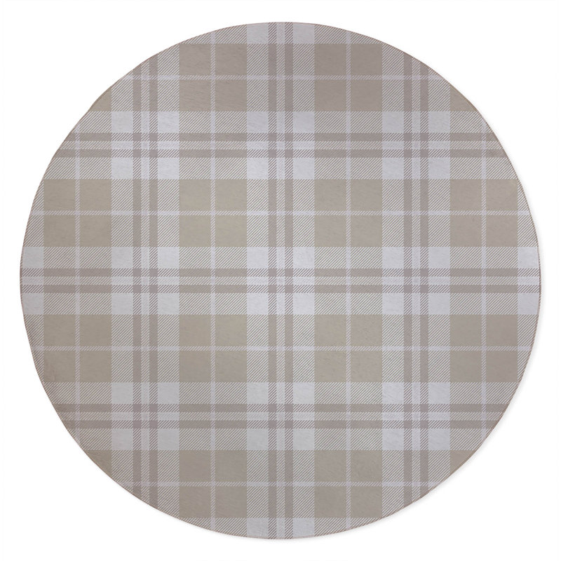 Tartan Block Non-Slip Outdoor Rug, Round 5'