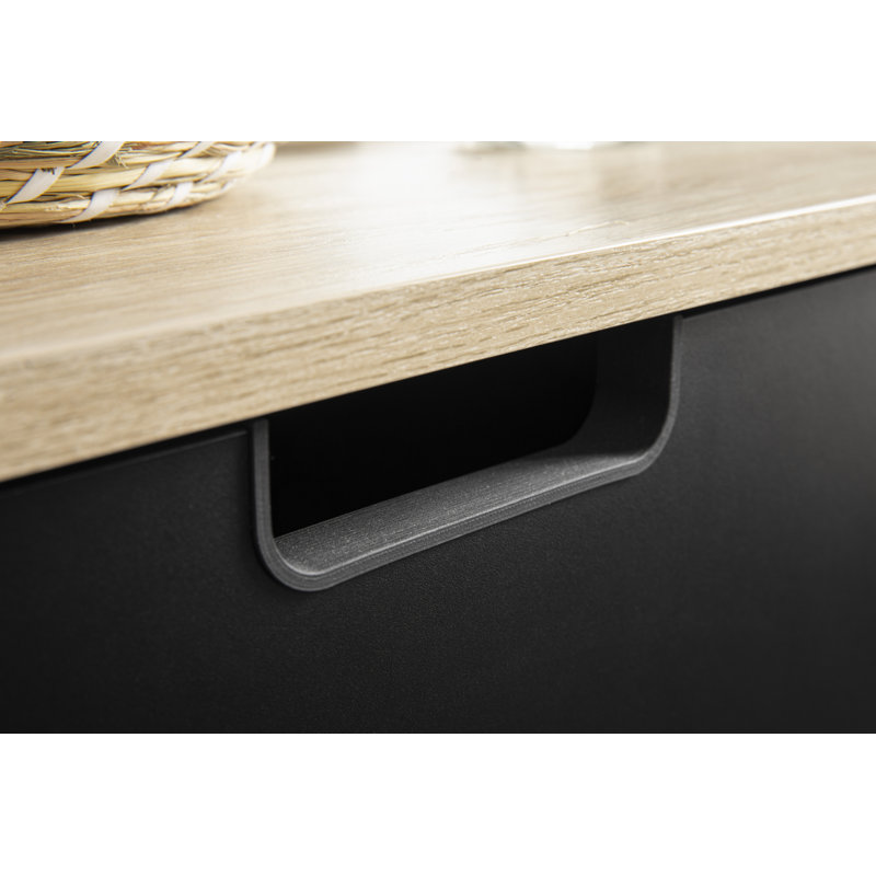 Soldonia Freestanding Bathroom Cabinet, Matt Black/White Oak