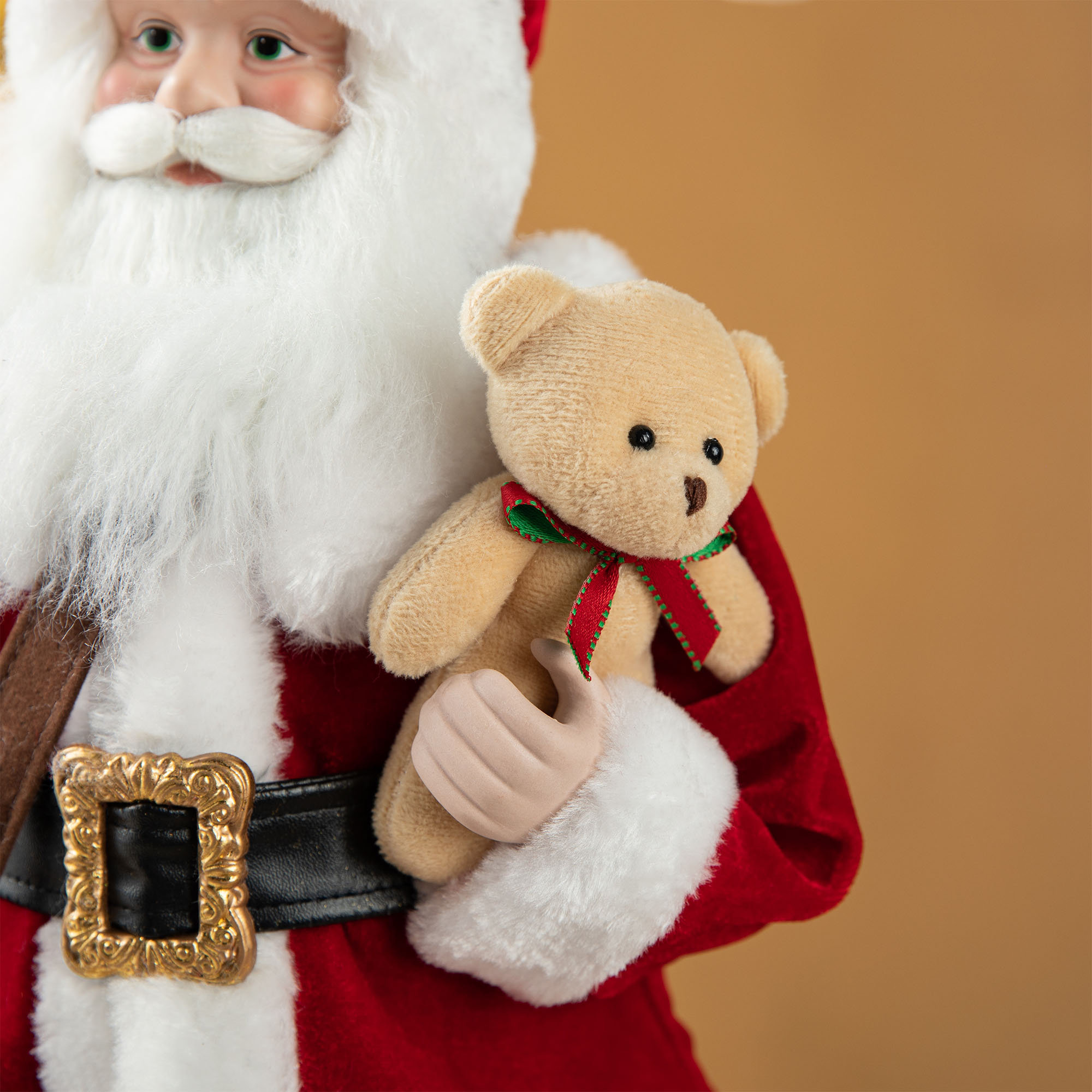 18"H Faux Fur Christmas Mail Santa Figurine With Porcelain Face