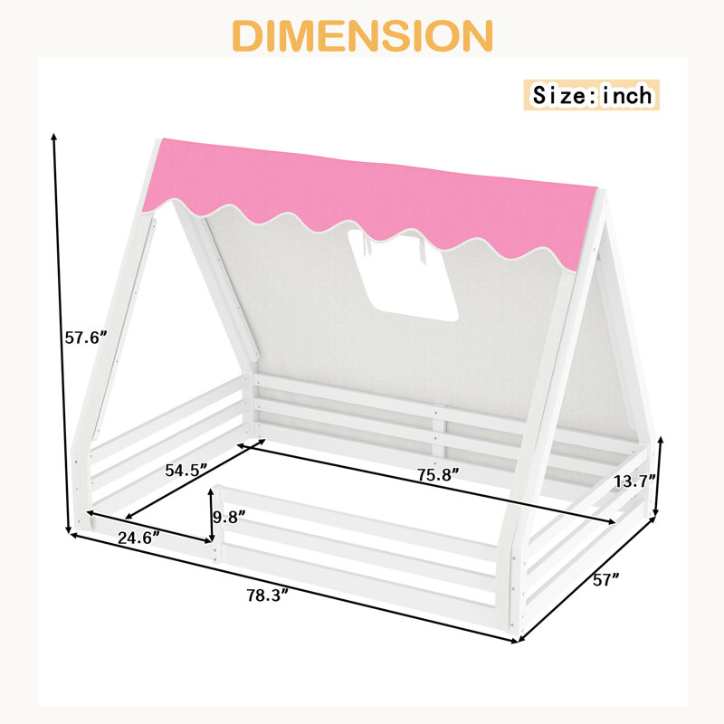 Lit de maison House, Lit double, Rose