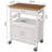 Alezandro 35.5" H x 28.75" W Rolling Kitchen Island Cart with Lockable Wheels, Storage Cabinet, Drawer and Natural Bamboo Wood Top, White Base-119026907