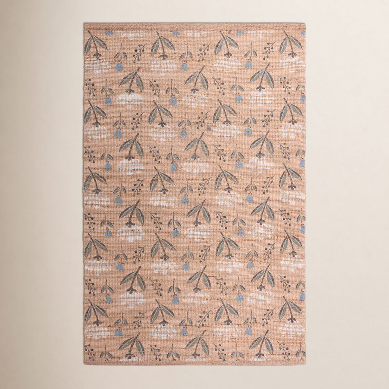 Hand-Woven Floral Jute Rug, 9'-0" X 12'-0" Rectangle