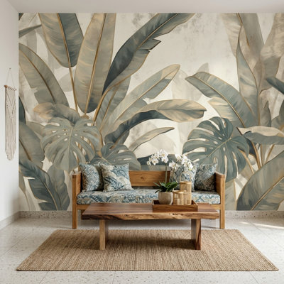 Papier peint feuilles tropicales Monstera Banana Leaf