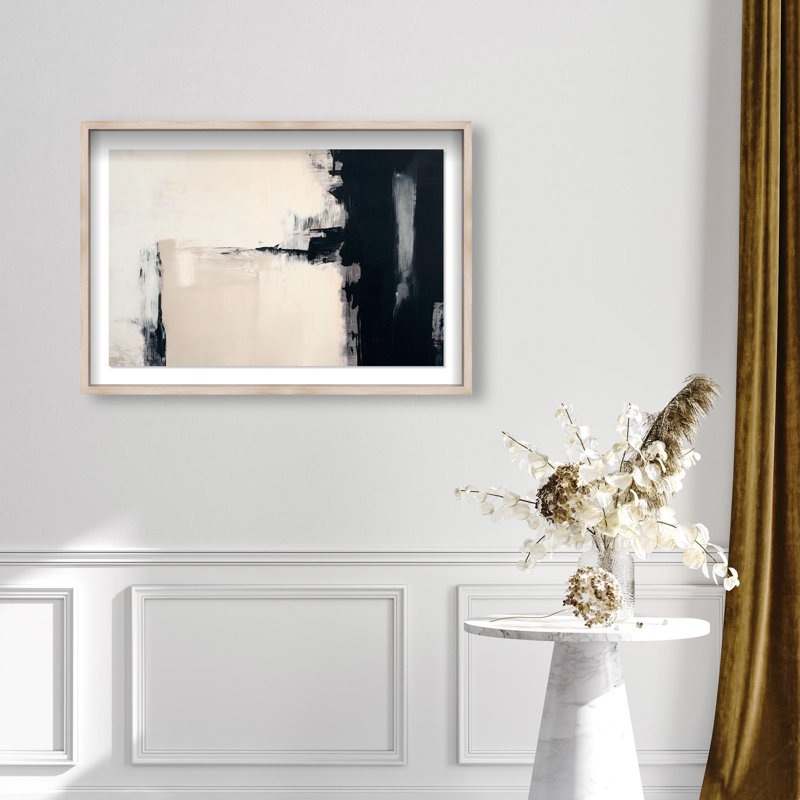 Oliver Gal Classic Contrast Abstract - Luxury Shadowbox Framed Wall Art, 26" H x 38" W, Cream
