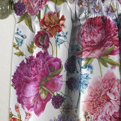 Blooming Burgundy Peonies - Floral Blackout Curtain Single Panel