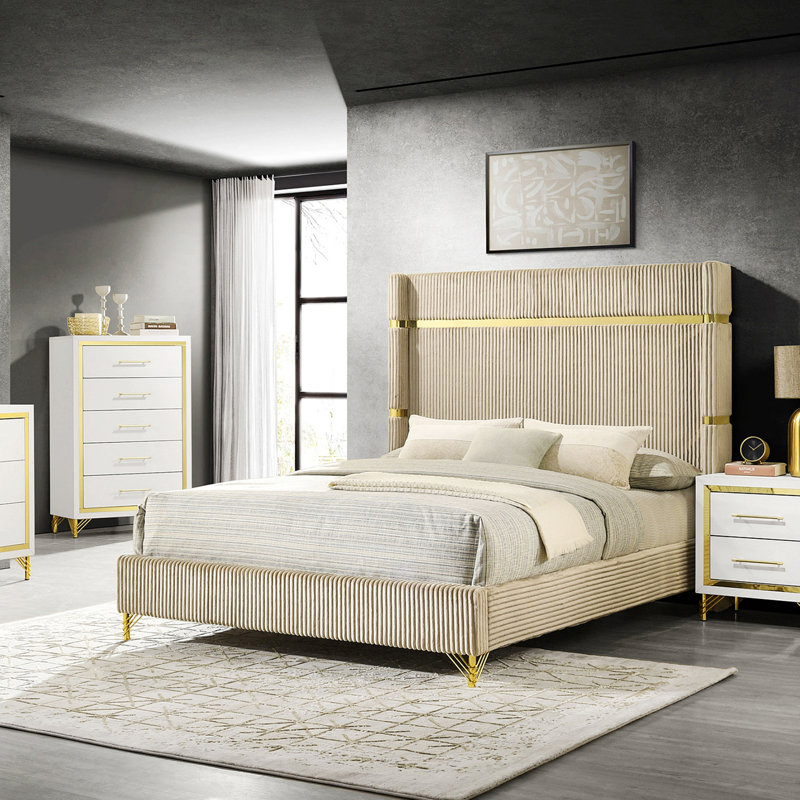 Upholstered Wingback Bed
