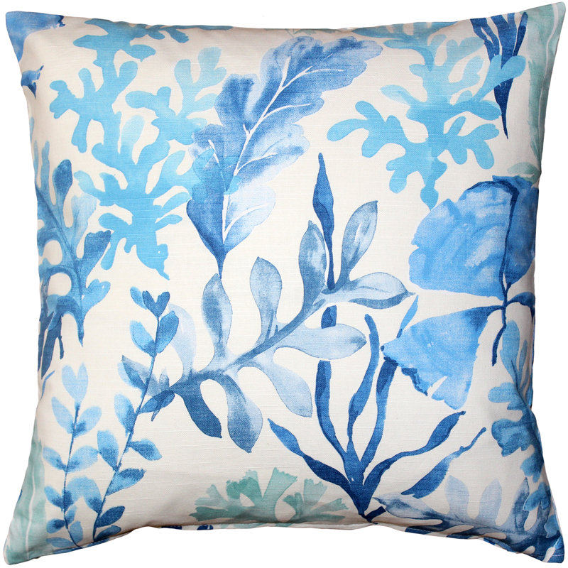 Coussin en coton Sea Garden, Bleu