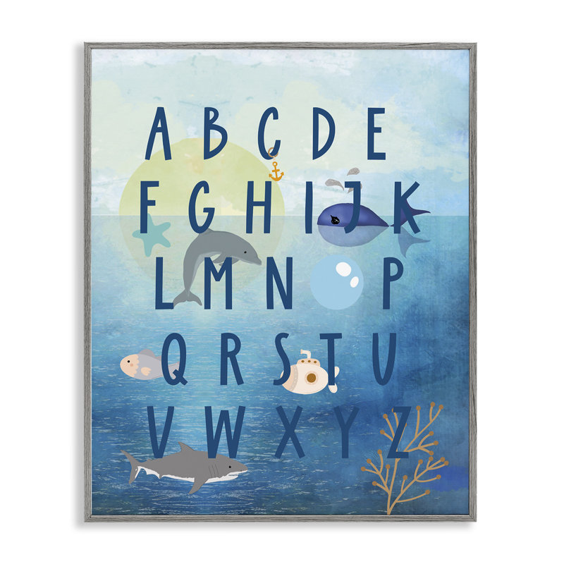 «Sea Creatures Alphabet», art de la giclée encadrée par Daniela Santiago, Estampe numérique Farmhouse, H 20 po x l 16 po