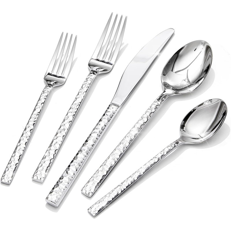 40 Piece Hammered Silverware Set