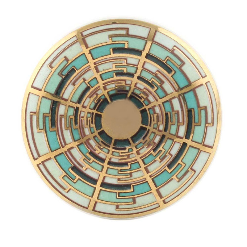 Round Knob, Emerald/Gold
