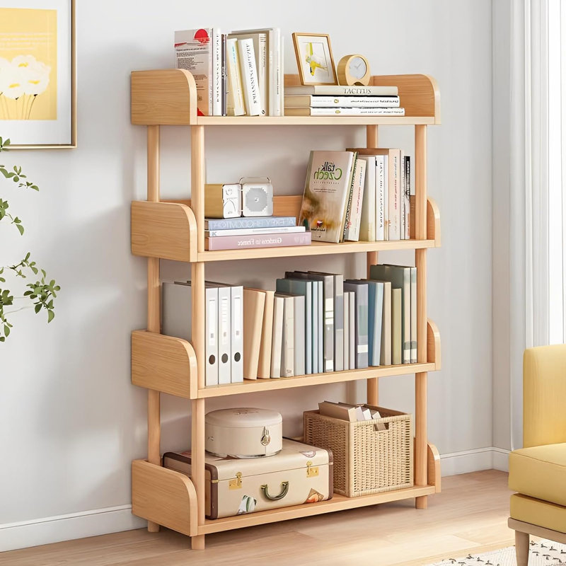 Oak 4-Tier Light Brown Manufactured Wood Open Bookcase