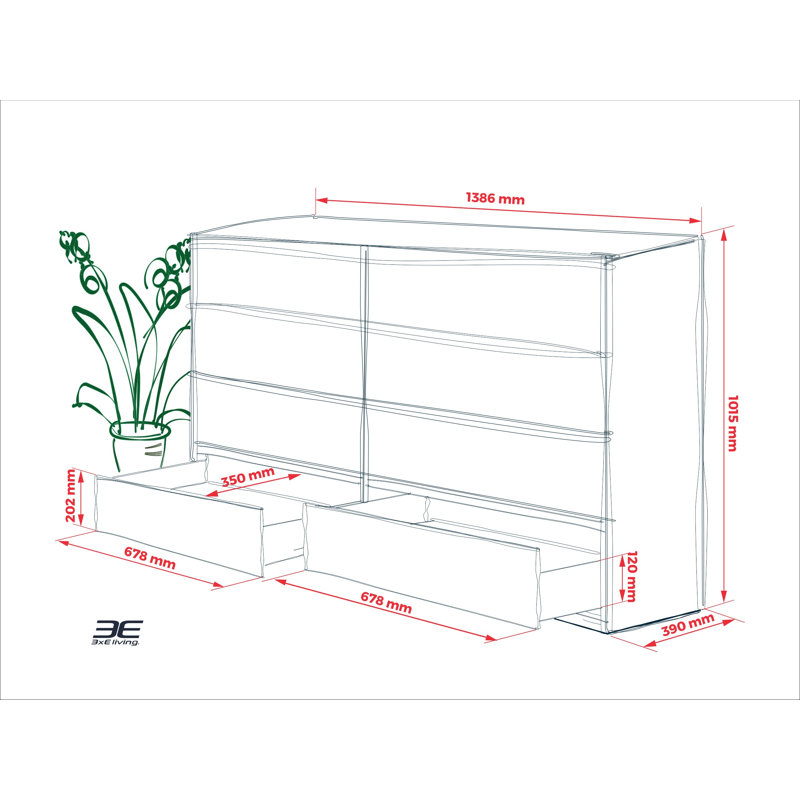 8 - Drawer Chest of Drawers, Off White