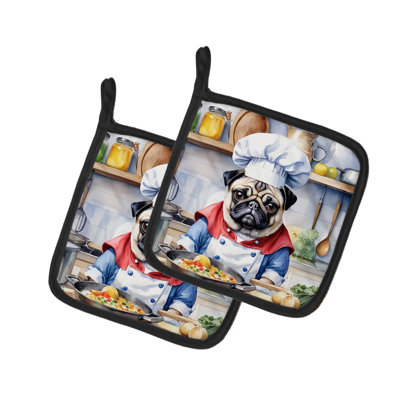 Caroline's Treasures The Dog Chef Polyester Potholder Set