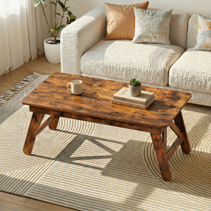 Table basse pliante Industrial Farmhouse, table basse portative sans assemblage avec structure triangulaire stable, petite table pliante compacte pour le salon, la chambre à coucher et les petits appartements