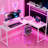Computer Desk, L Shaped Gaming Desk With Power Outlets And LED Lights-886758782