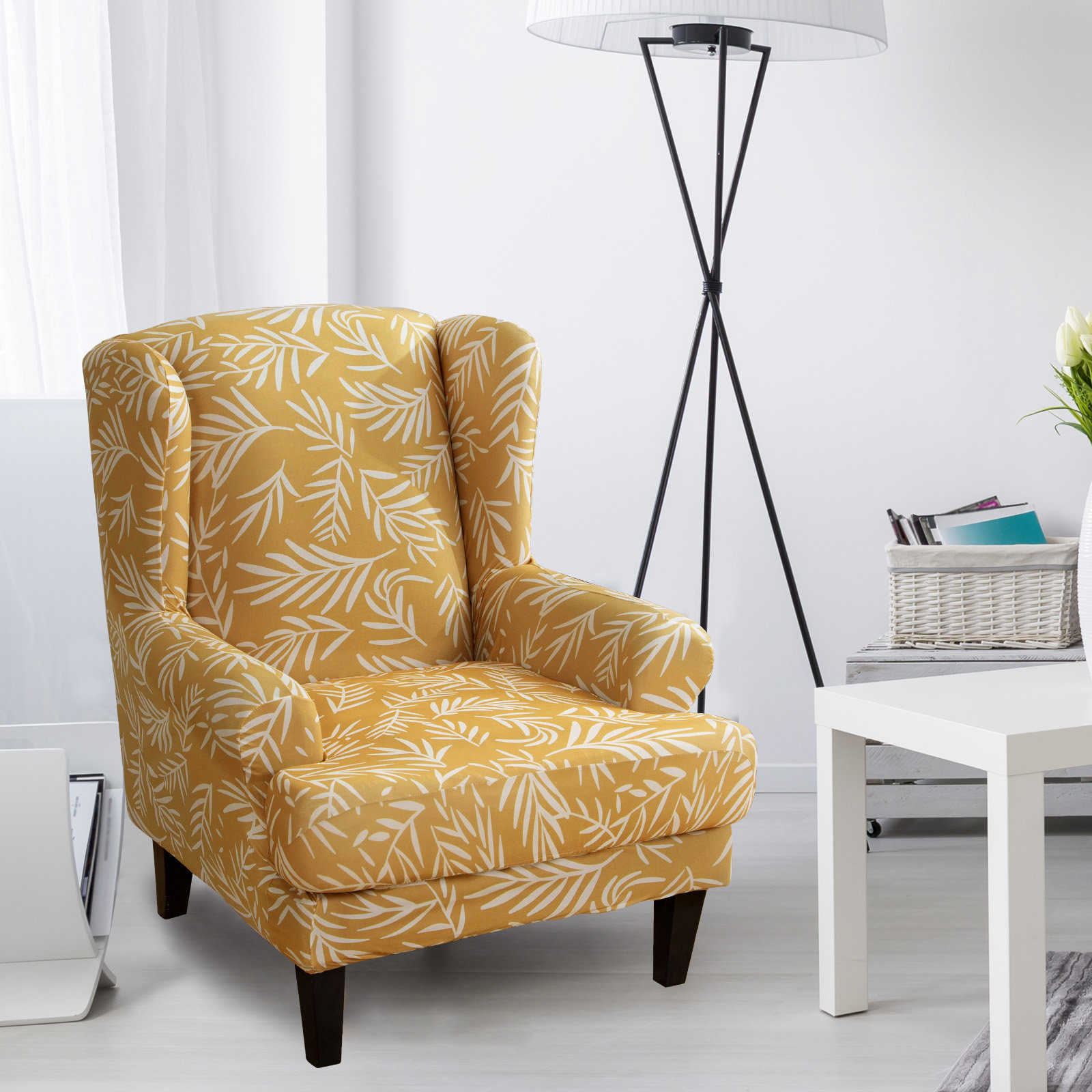 Red Barrel Studio® 2Pieces Print Tiger Stool Sofa Cover Wing Back