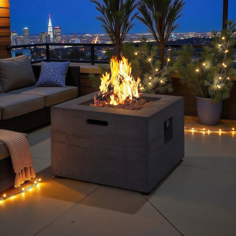 Table de foyer d'extérieur au propane MGO - flamme réglable de 40 000 BTU, conception résistante aux intempéries avec roches de lave et housse - légère pour le patio, la piscine ou la cour arrière