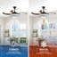 48" Contemporary Crystal LED Retractable Ceiling Fan With Light And Remote Control, 6-Speed Quiet Reversible DC Motor,4 Blades Modern Ceiling Fans For Kitchen Bedroom Dining Room Patio