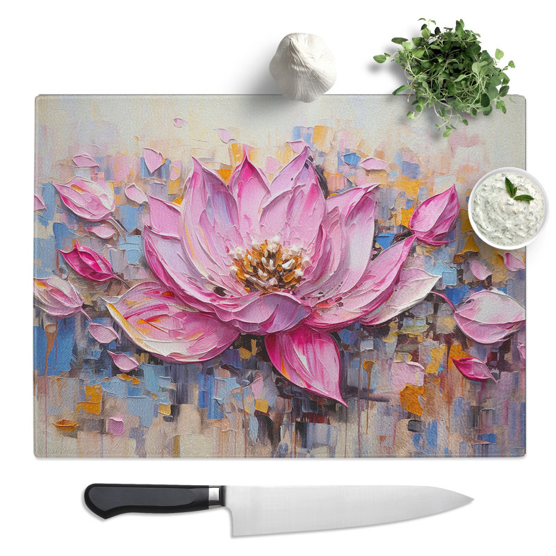 Lotus Flower Action  Glass Chopping Board