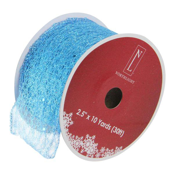 Bobines de ruban bleues et scintillantes pour club de Noël - 2,5 po x 120 verges Club