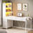 Barbarino Computer Desk With 5 Drawers And Bookshelf Led Lights For Small Spaces-77773647