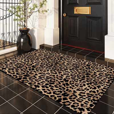  Tapis d'entrée antidérapant pour l'extérieur, 24 po x 36 po, bordure dorée luxueuse