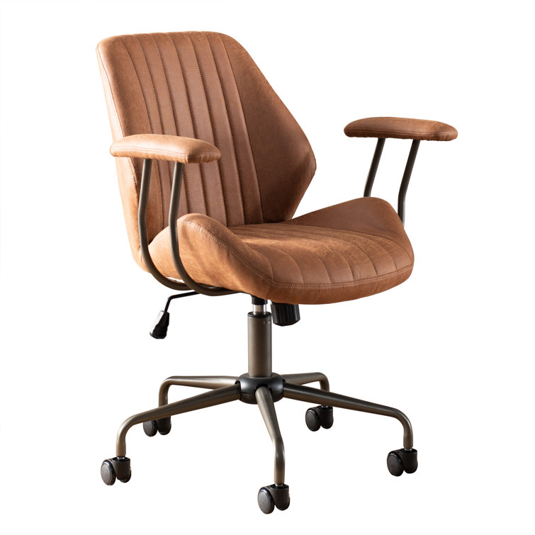 Rayniya Leather Rolling Task Chair - Brown