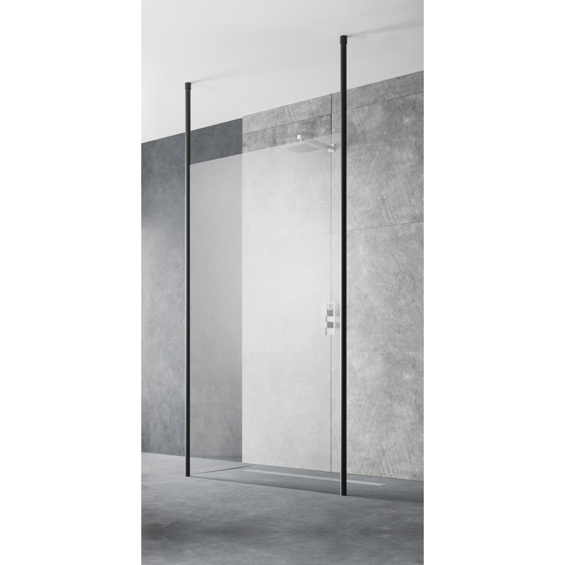 1950mm H Frameless Wet Room Glass Screens with Clear Glass, H 1950mm x W 1400mm