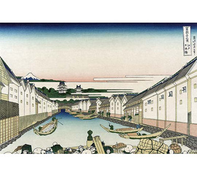 " Nihonbashi Bridge In Edo " by Katsushika Hokusai