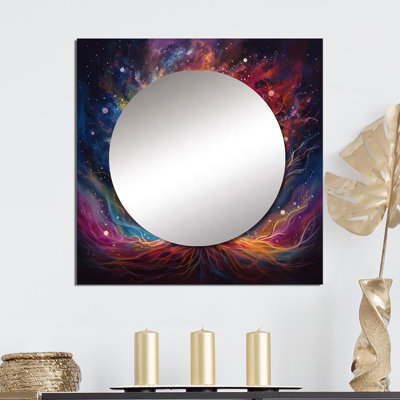 «The Energy Of Mystical Radiant Tree» - Décoration murale grand miroir carré pour arbres de paysage