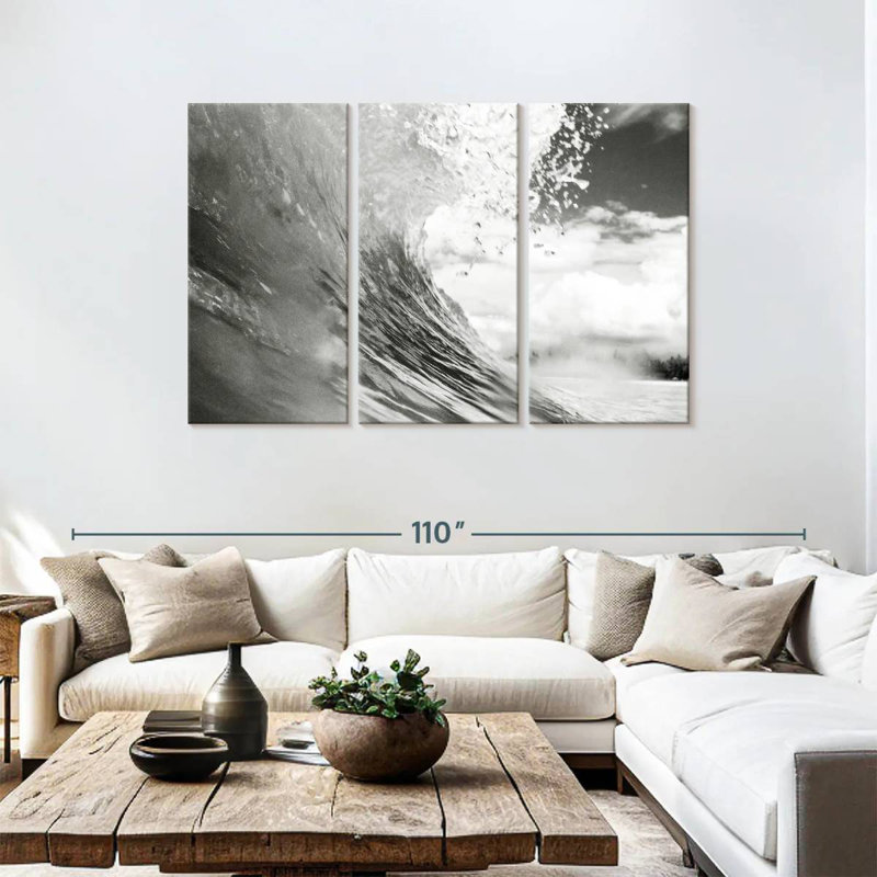 Gillard - Vague de mer monochrome, H 48 po x l 74 po