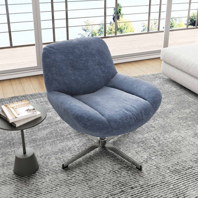 28" W Rotating Modern Chenille Accent Chair, Swivel Armless Chair