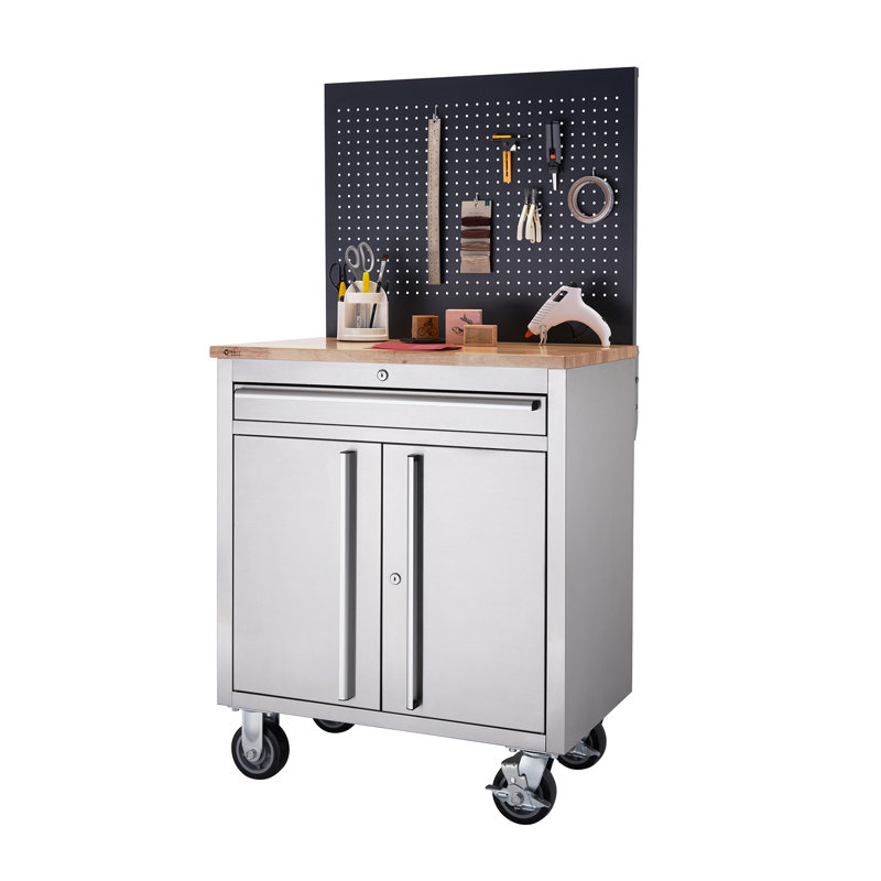 TRINITY BASICS 31 in. W 1-Drawer Workbench w/ Pegboard