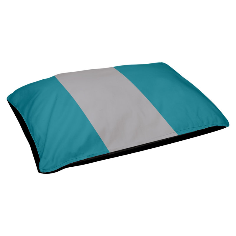 Coussin rectangulaire designer Seattle, Grand (L 40 po x l 50 po), Bleu sarcelle / gris / bleu sarcelle