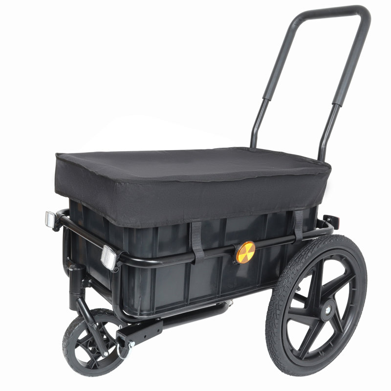 Remorque de cargaison de vélos polyvalente 2 en 1 avec chariot poussoir avec boîte de rangement amovible