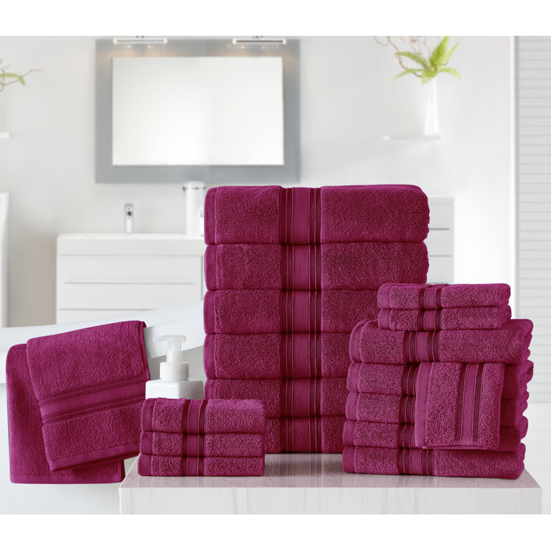 18-piece Cotton Towel Set, Raspberry Radiance