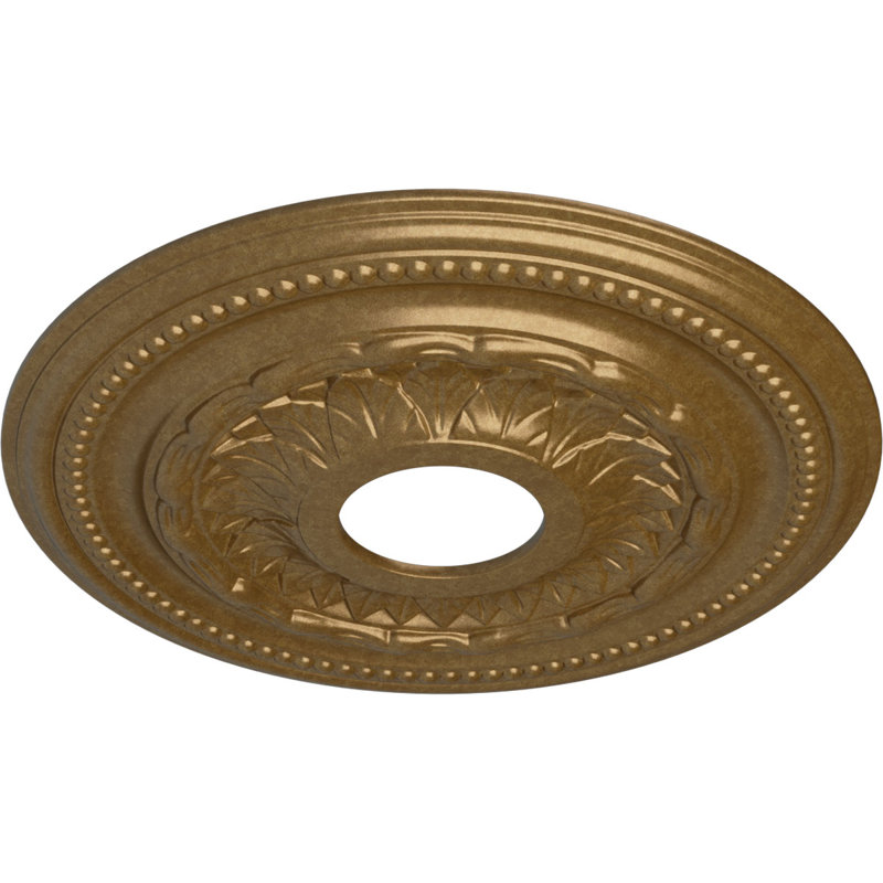 Médaillon de plafond Endurathane Galway, DE 15 3/4 po x P 3 1/4 po x P 1 po (convient aux auvents jusqu'à 3 1/4 po), finition or pâle peinte à la main